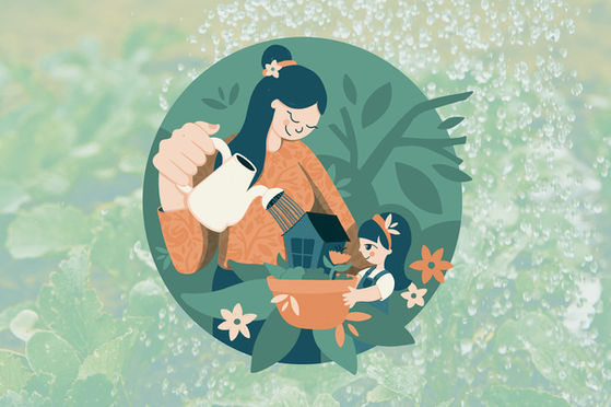 Custom illustration showcasing the concept of a coworking and nature-based childcare center. Currently a work in progress, this particular illustration is part of an ongoing series to be featured in a pitch book for Cokarē.