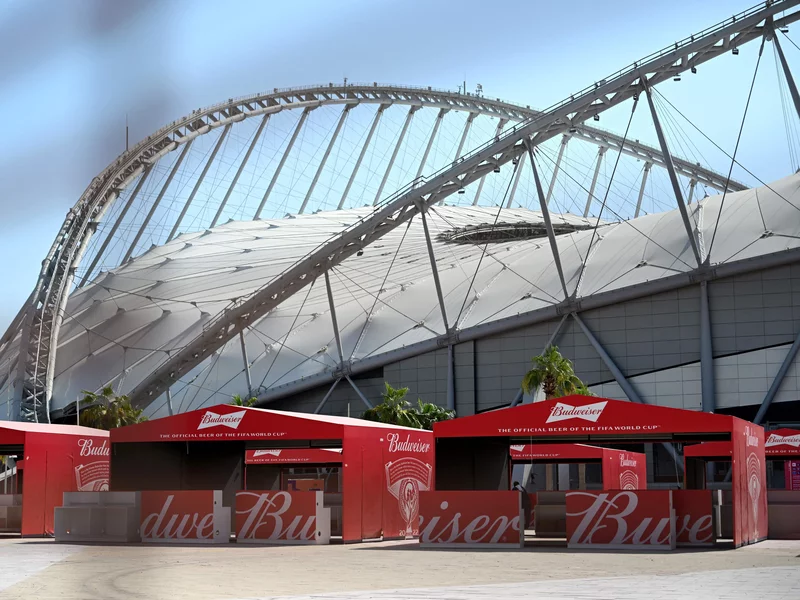 Image of Budweiser stands at FIFA in Doha