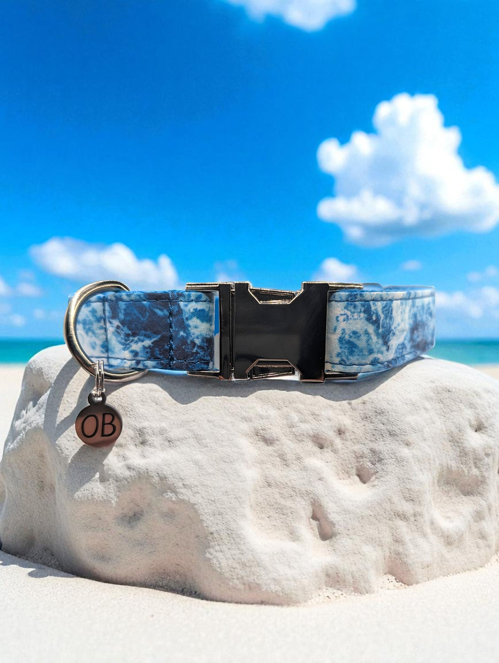 Miniatura: Ocean Breeze Collar & Sun + Sky Leash Set with Coastal Charm