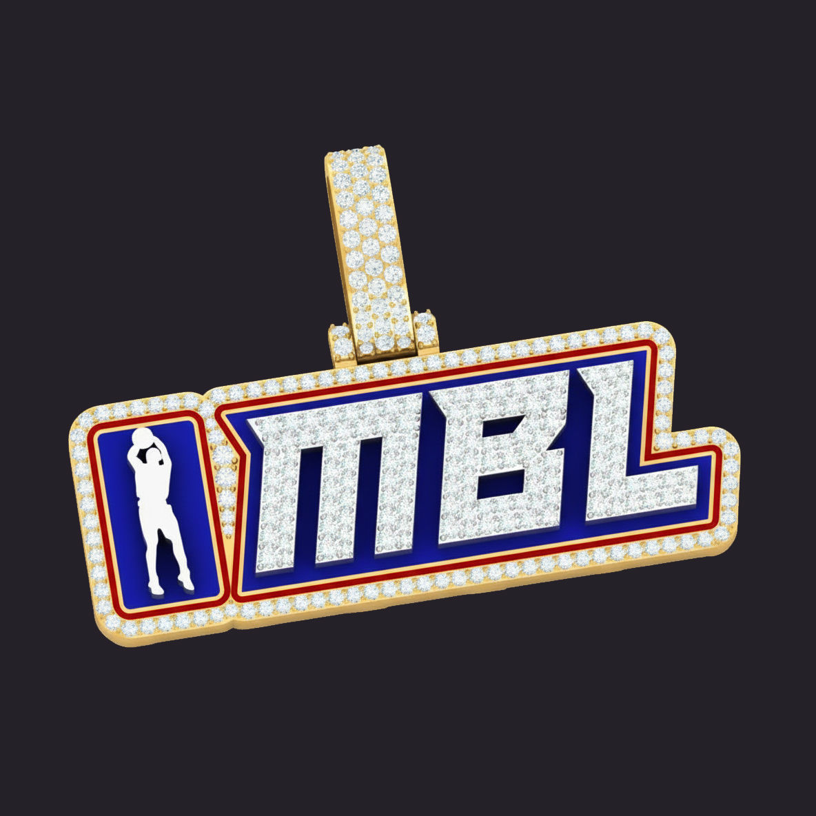 MBL Custom Necklace - silver with gold plating and moissanite stones