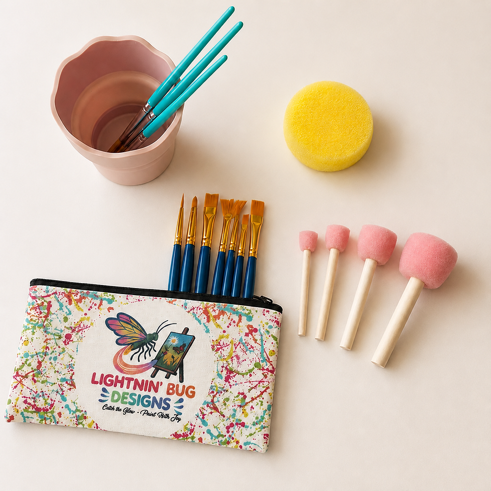 Thumbnail: Beginner Painting Starter Kit with apron, brushes, pouch, sponge, and painting tools.