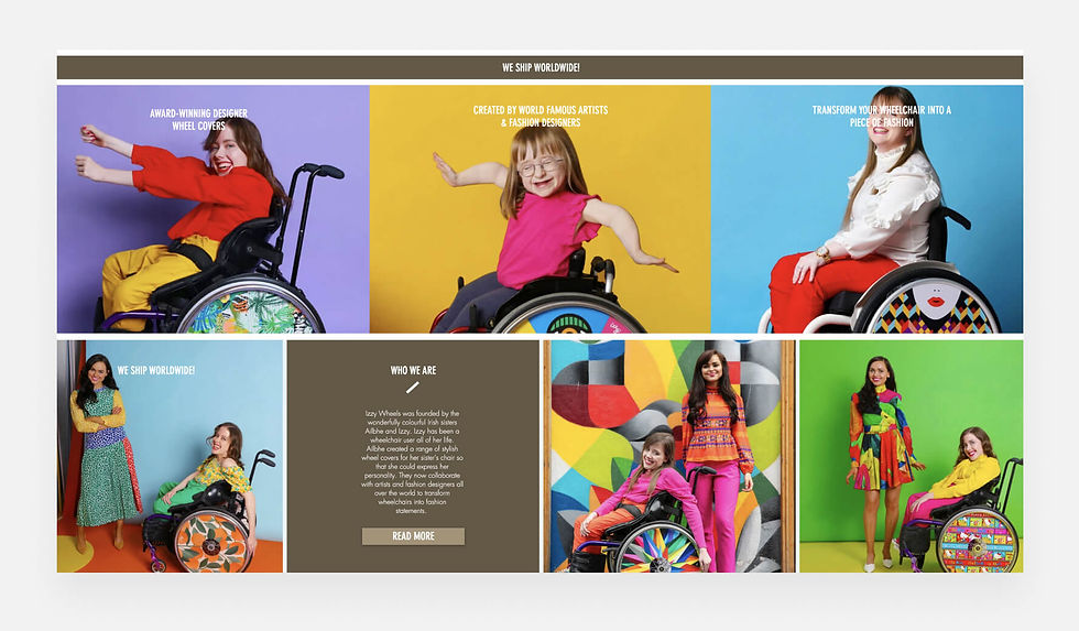 about us section on Izzy Wheels' homepage