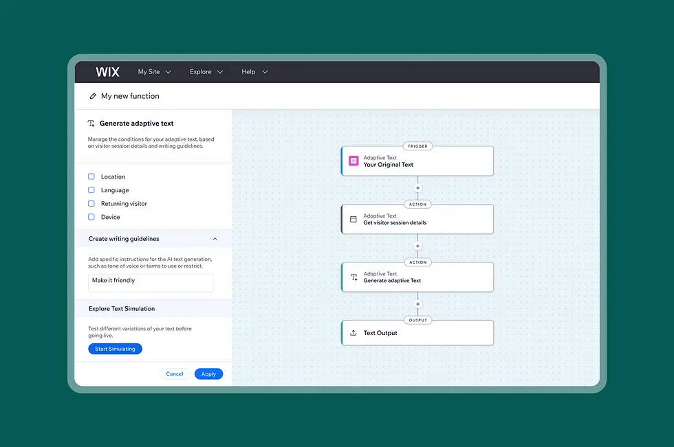 adaptive content builder in Wix