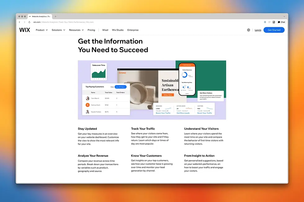 Wix Analytics page