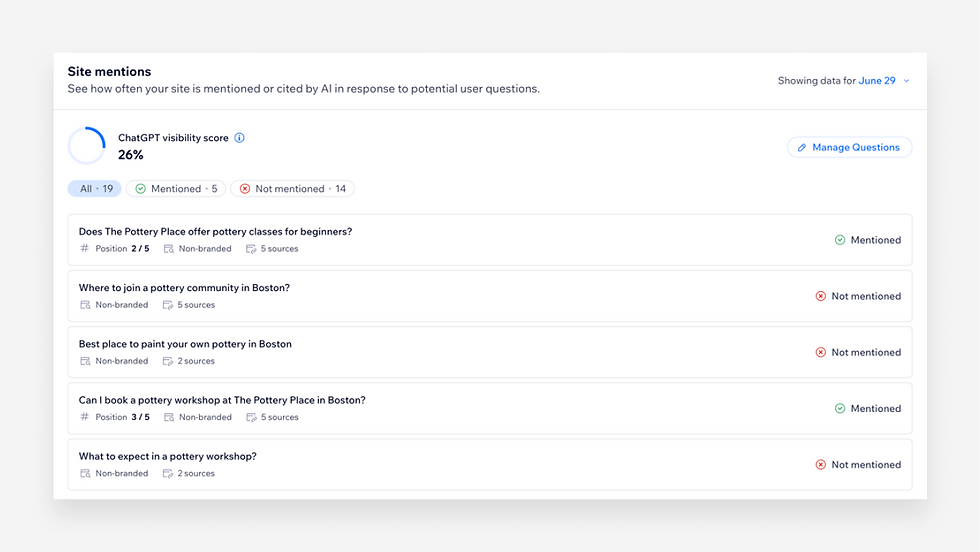 Wix AI Visibility Overview