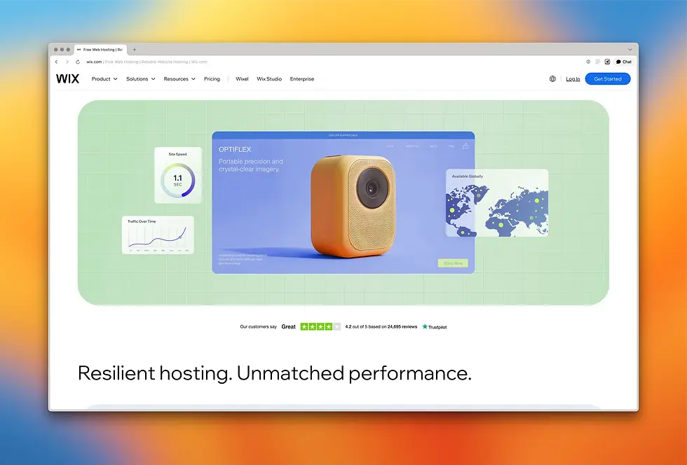 page describing Wix web hosting