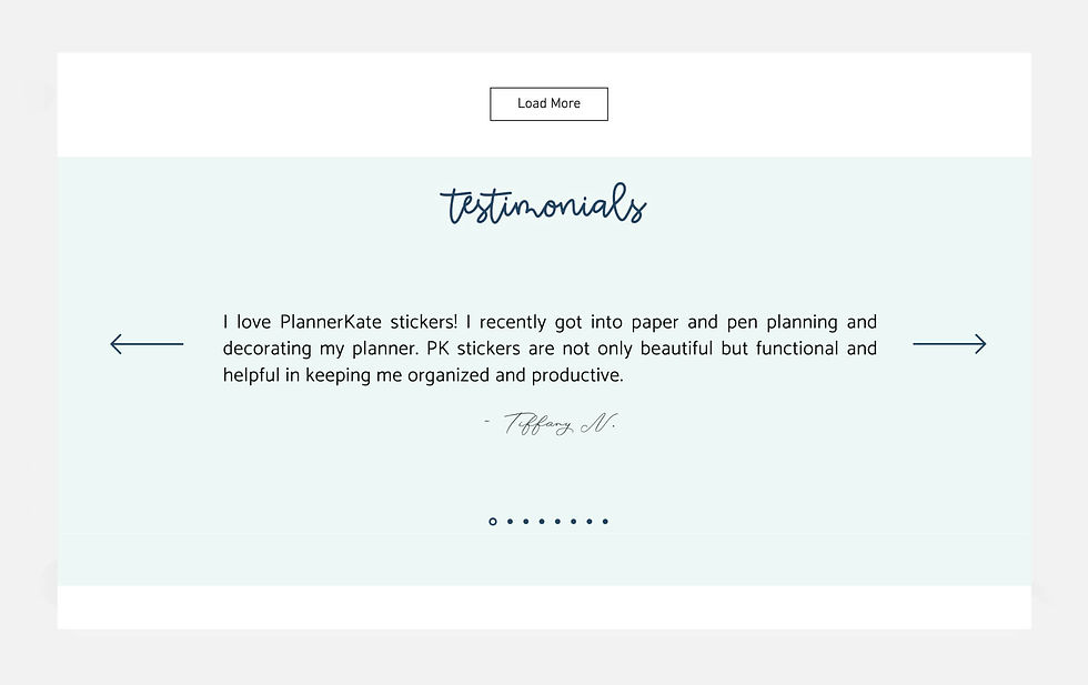 testimonials on Planner Kate's homepage