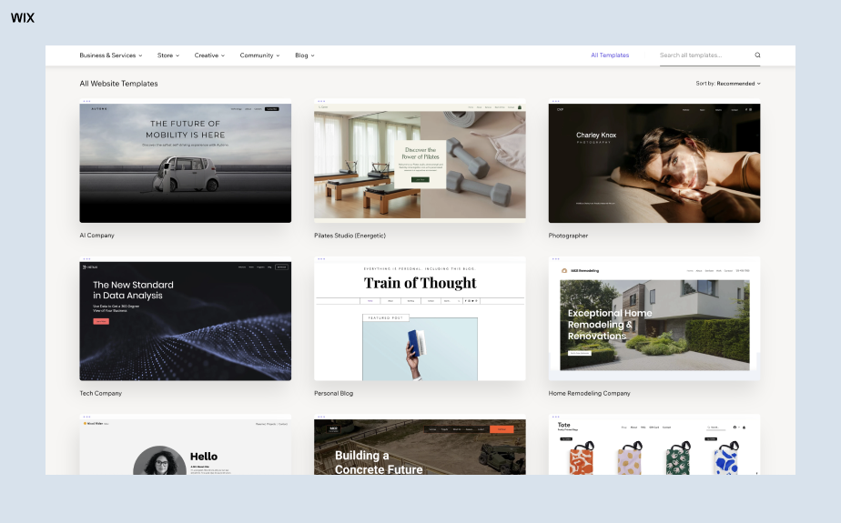 Wix website templates