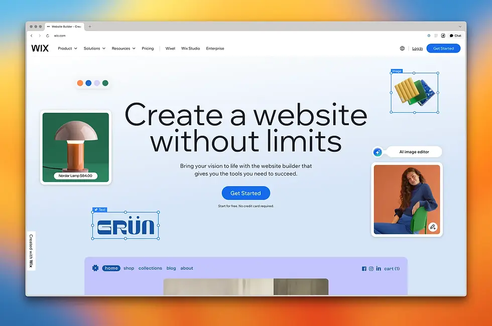 Wix homepage with clear primary CTA