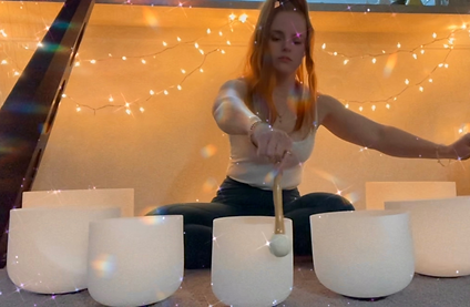 sound healing session with crystal bowls