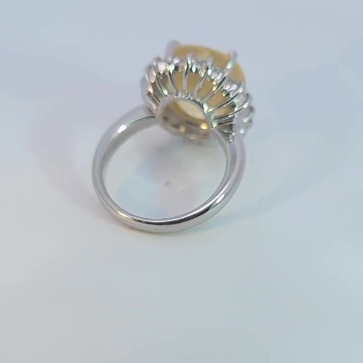 Thumbnail: 11.75 Ct Natural Ceylon Yellow Sapphire Platinum Ring