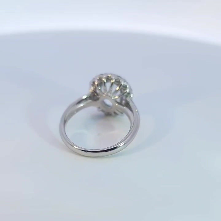 Thumbnail: 2.49 Cts Natural Ceylon Aqumarine Platinum Ring