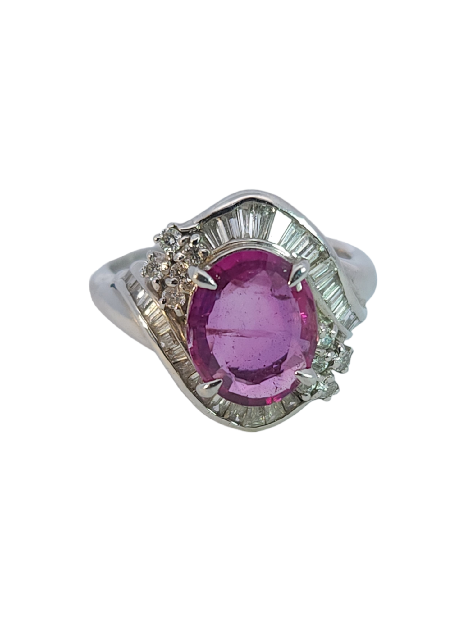 1.82 Ct Natural Ceylon Ruby Platinum Ring