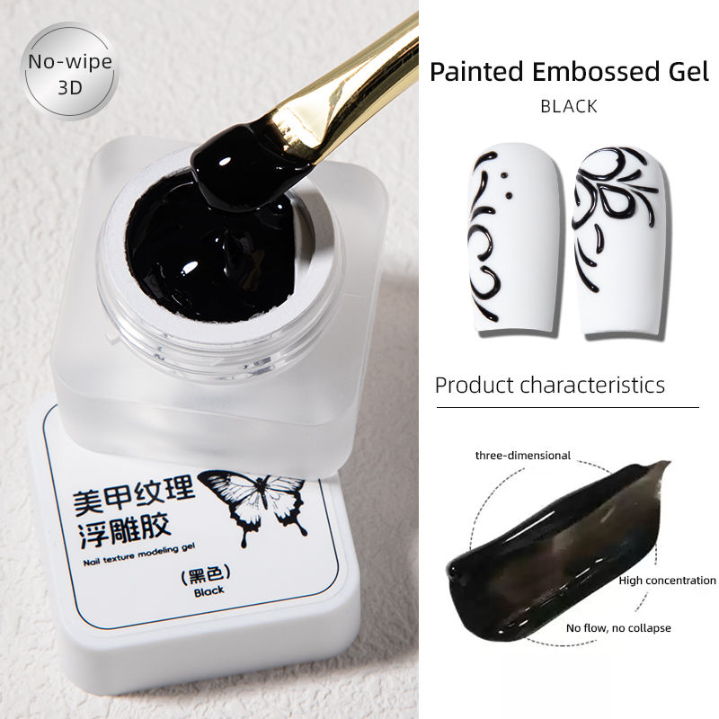 Thumbnail: RSNAIL 5g Texture Embossed Gel Nail Polish 3D Black White Nail Art Plaster Gypsu