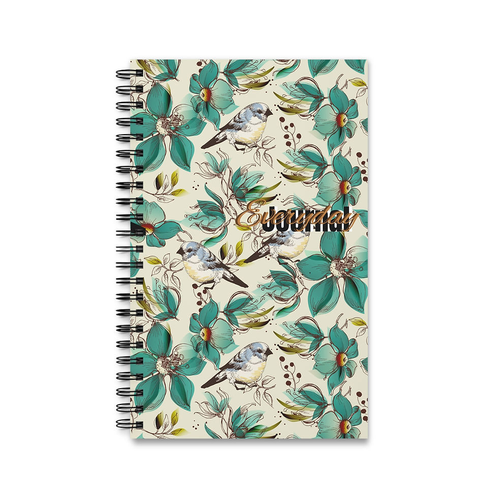 Thumbnail: Bluebird in green florals.Everyday Spiral Journal (EU). Print on demand.