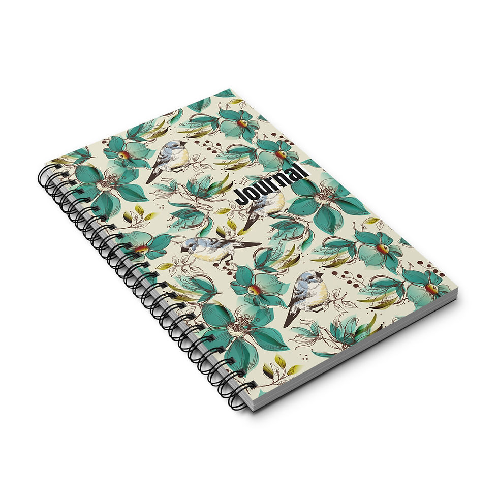 Thumbnail: Bluebird in green florals.Everyday Spiral Journal (EU). Print on demand.