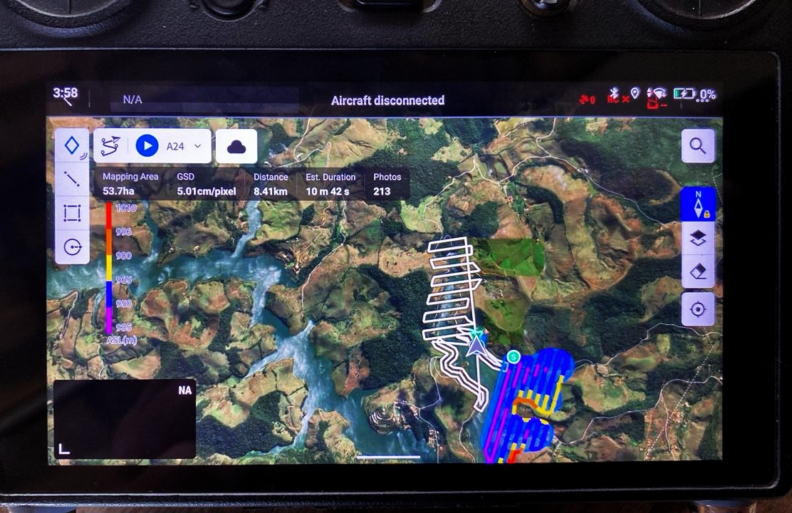 Mapeamento de 145 km das margens do lago Chapéu D'Uvas em Minas Gerais.