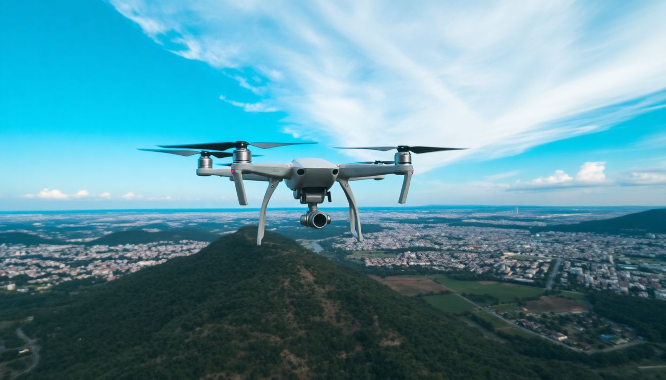Drone sobrevoando morro