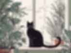 a cat relaxing somewhere cool and cozy looking out the window surounded by plants we dont