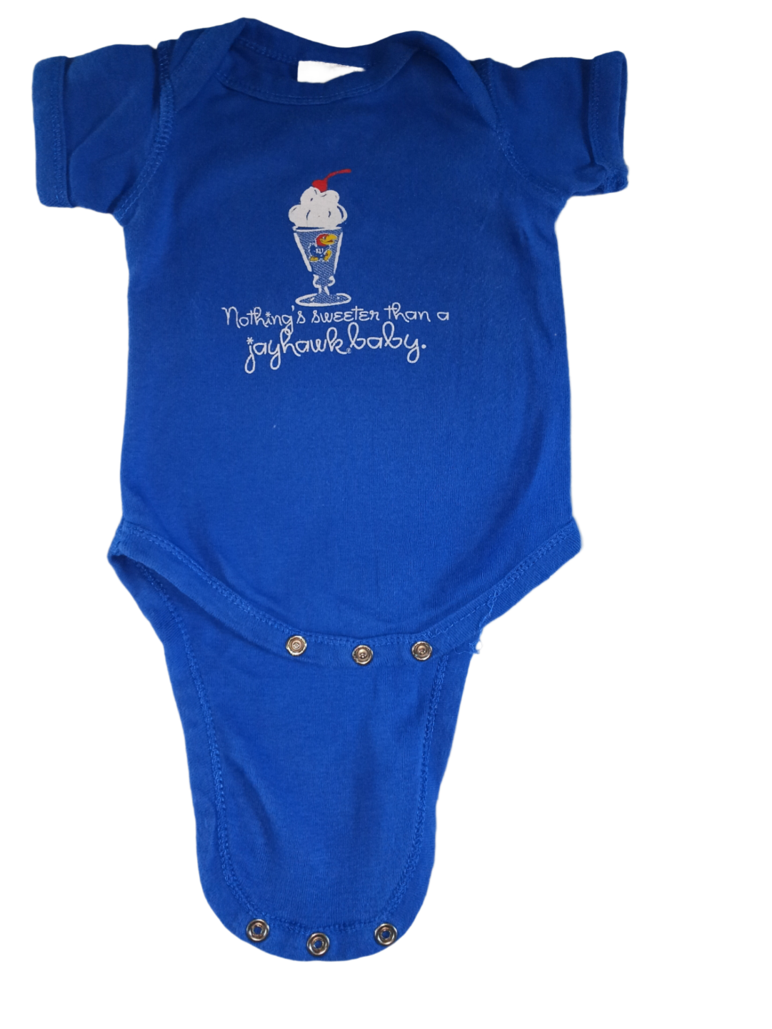 blue Jayhawk baby onesie