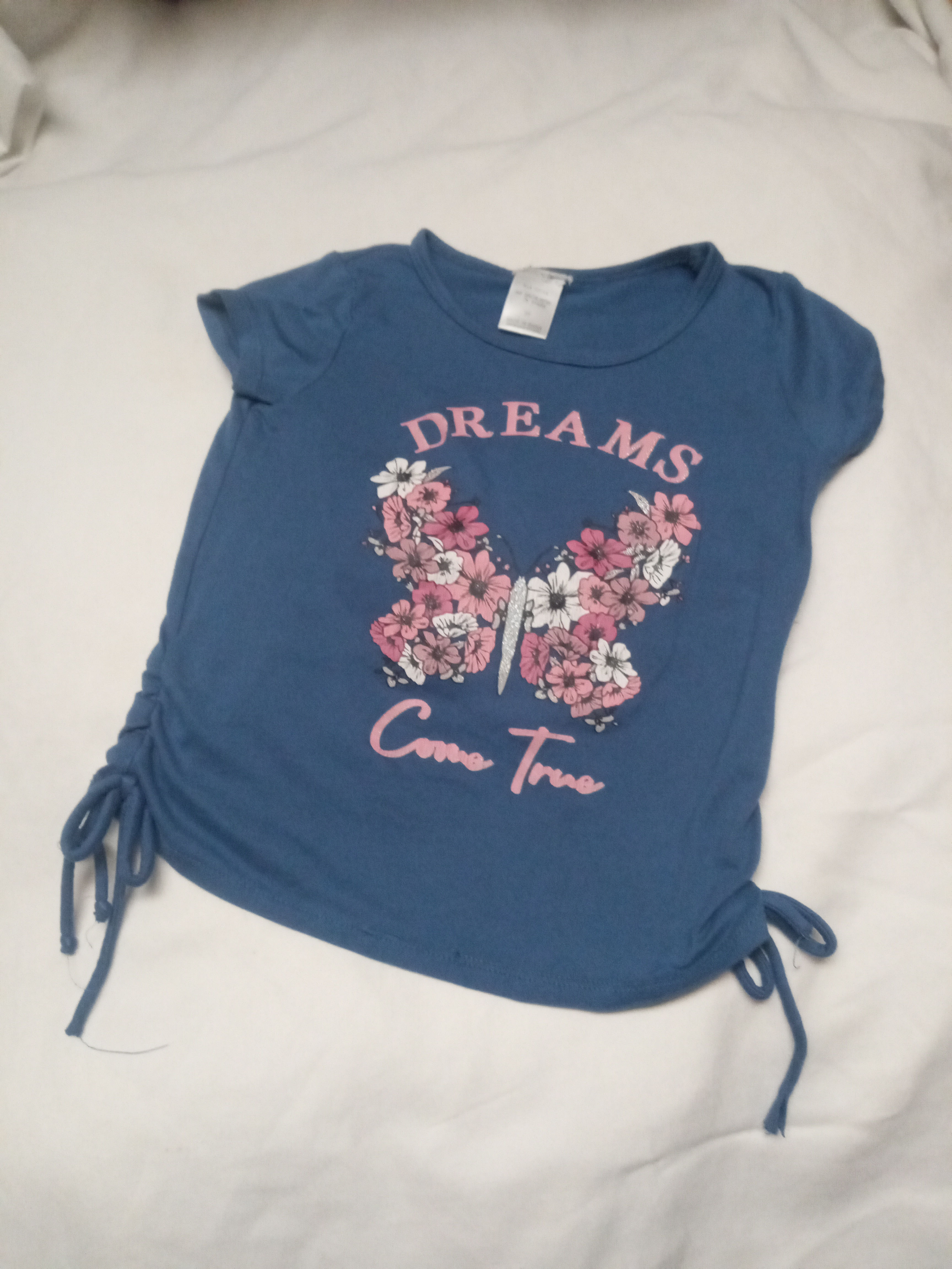 blue flower butterfly "DREAMS COME TRUE" shirt