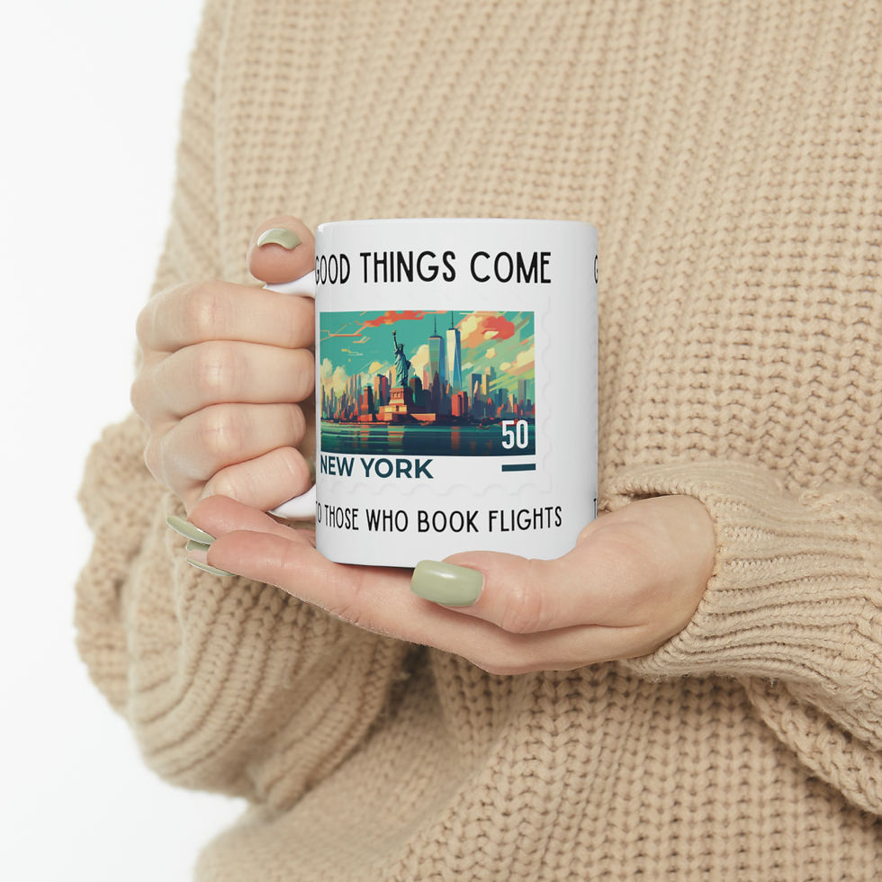 Thumbnail: New York - Good things come to those who book flights. Ceramic Mug