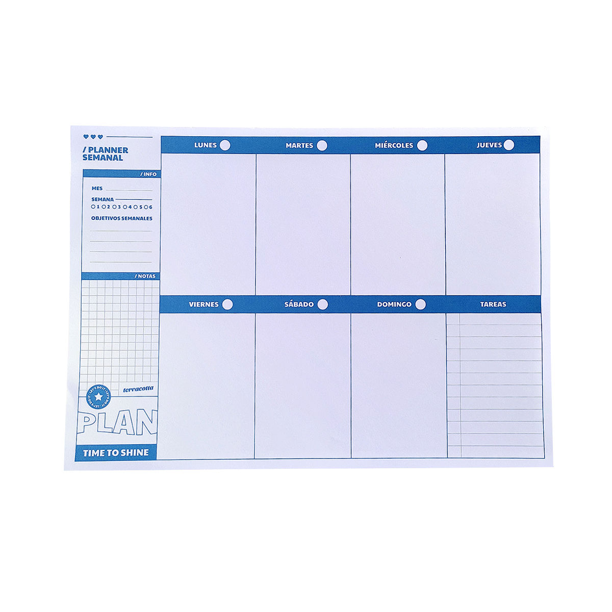Planner Semanal "Time to shine"
