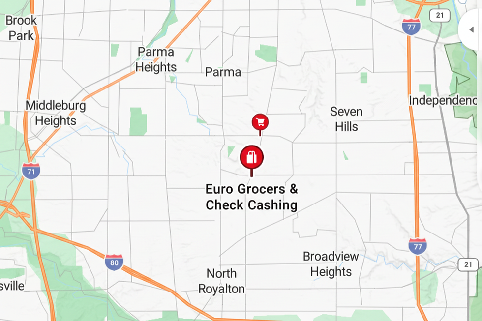 Google Maps view centered on PV Euro Market at 7963 State Rd