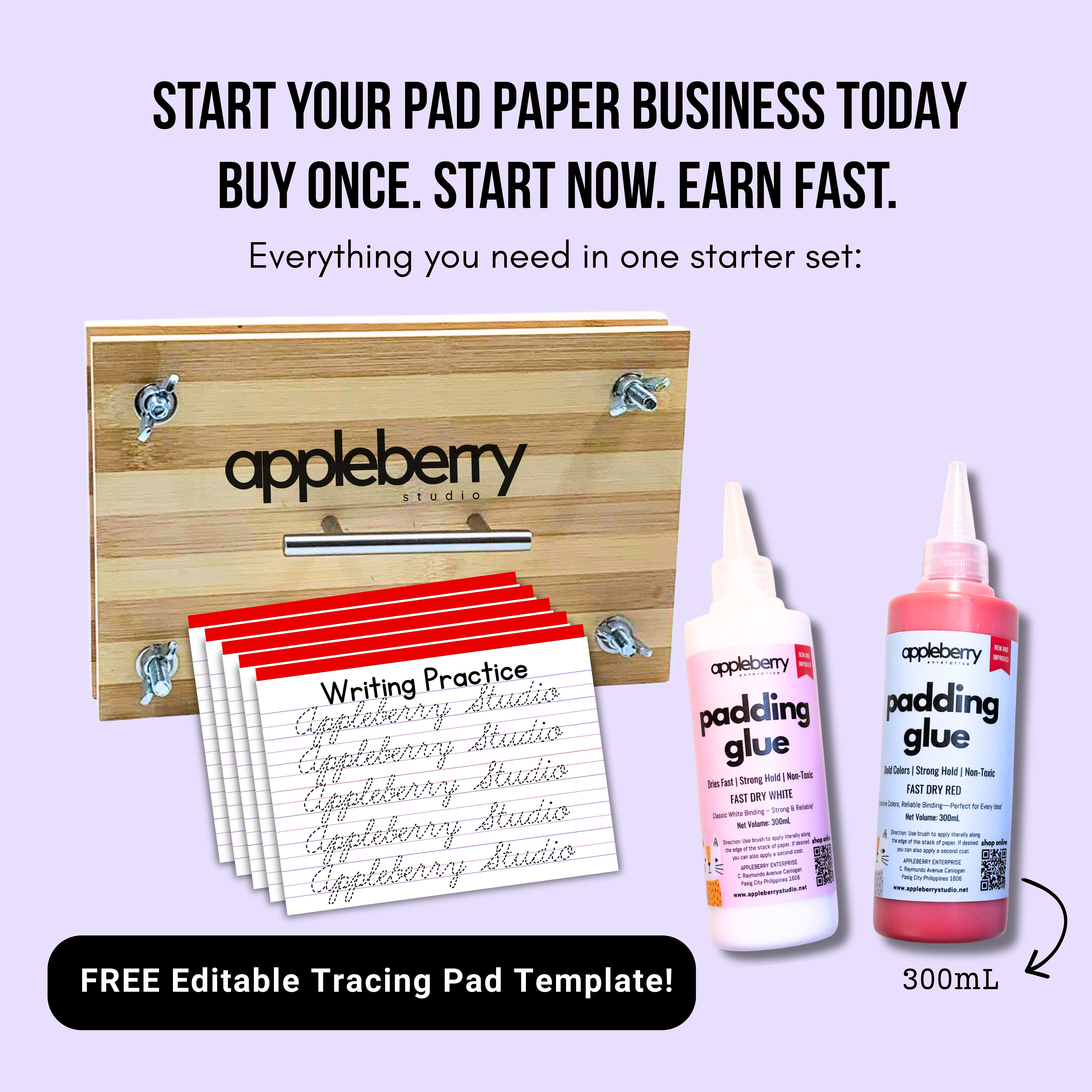 BOOK PRESS / PAD PRESS Package with Padding Glue and FREE BRUSH