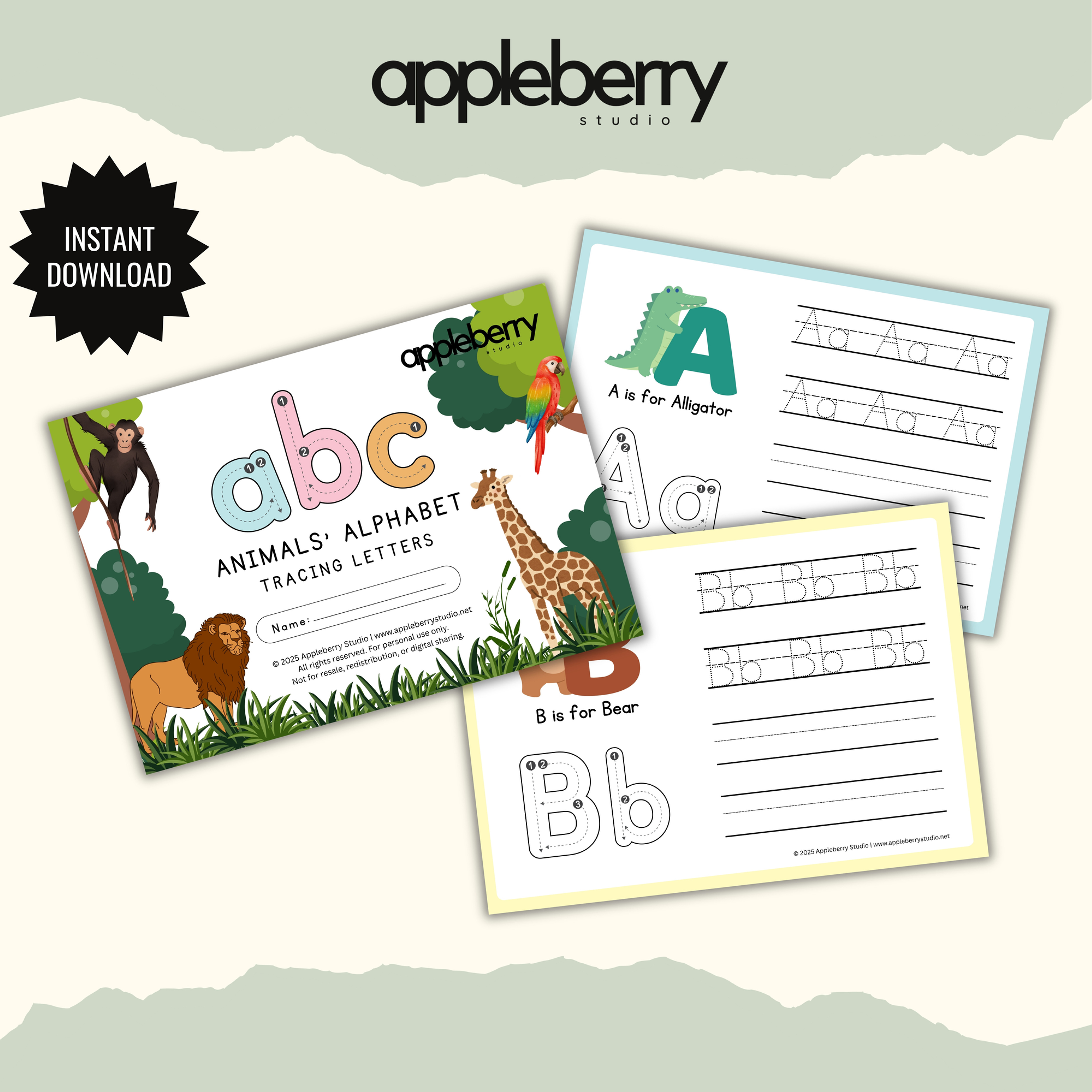 Animal Alphabet Tracing Pad