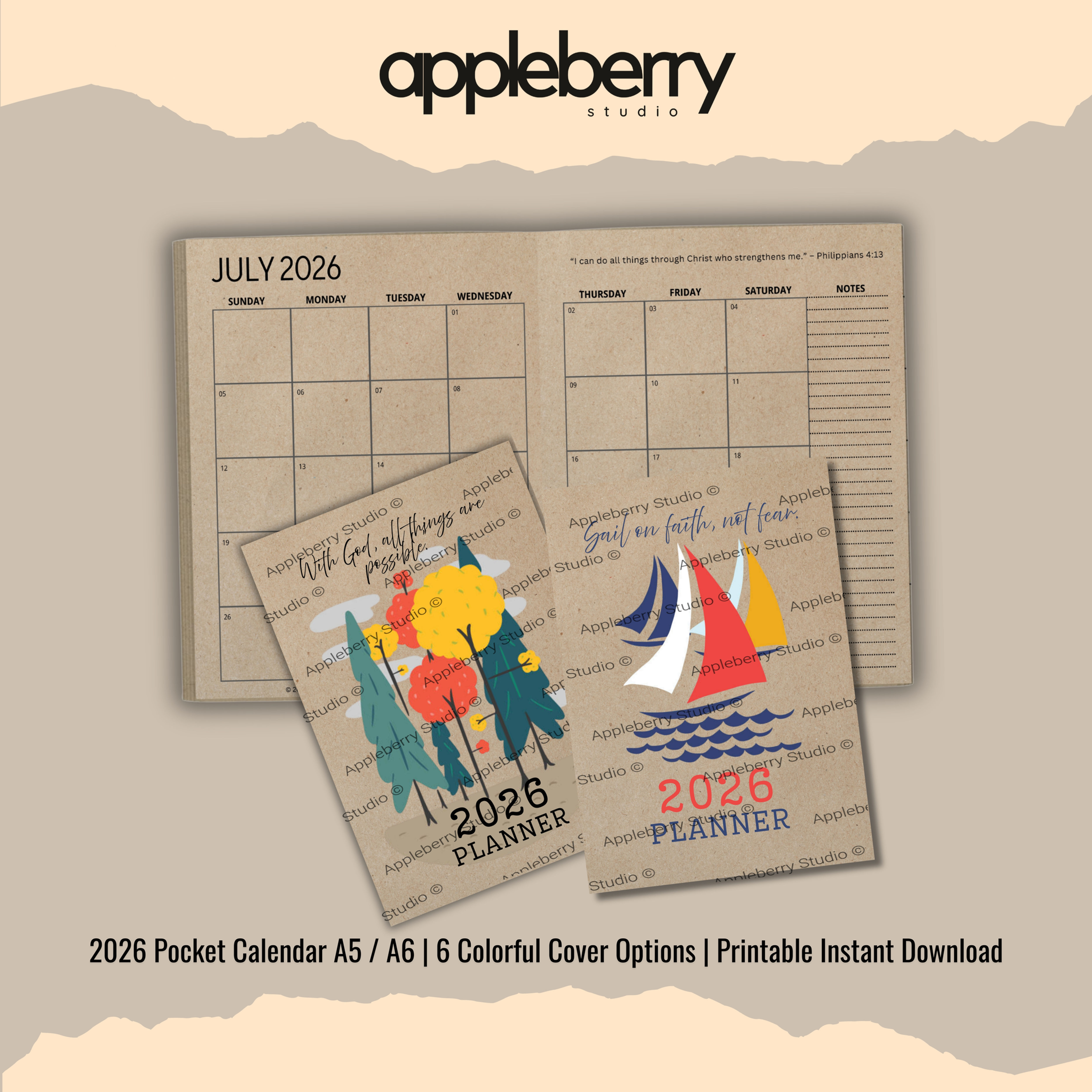 2026 Printable Pocket Planner – Digital Download