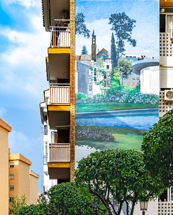 Mural sin título de José Fernández Ríos en la Plaza Ntra. Sra. de los Remedios, Pintado para el concurso de murales de Estepona 2024.