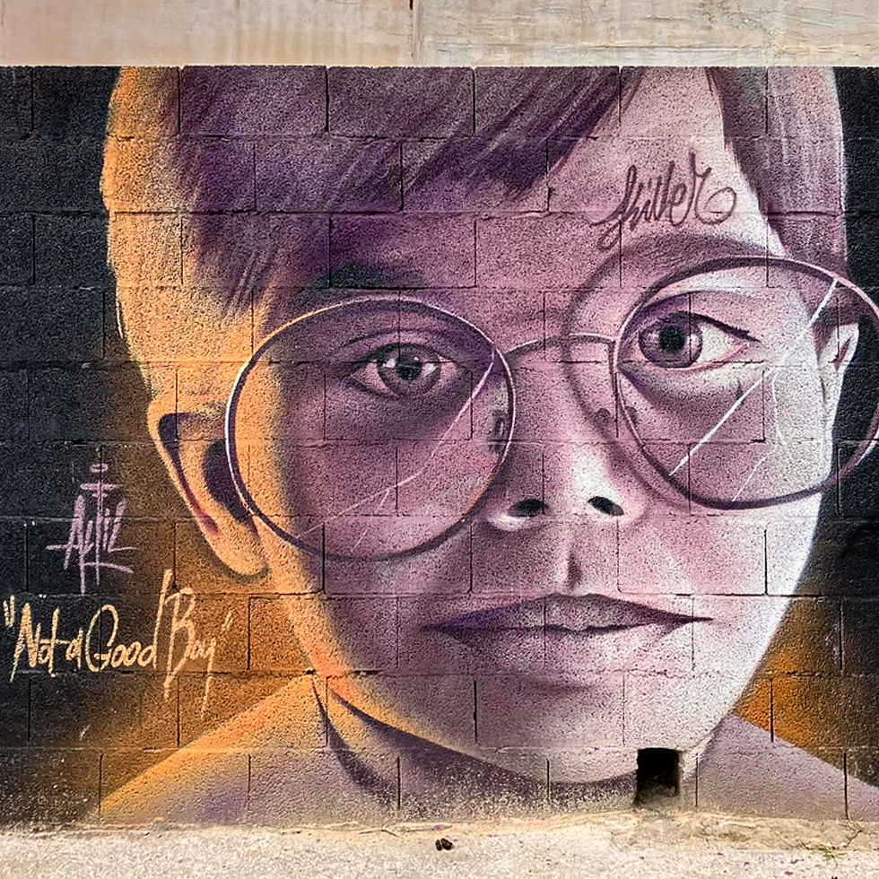 “Not A Good Boy” mural by El Alfil in Calle Empedrada in Málaga’s La Trinidad neighbourhood