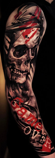 Tatuagem vencedora na categoria trahspolka, na convenção Oporto Tattoo em portugal.