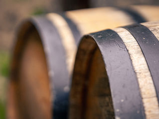 Close up of wine Barrels sitting in the sun