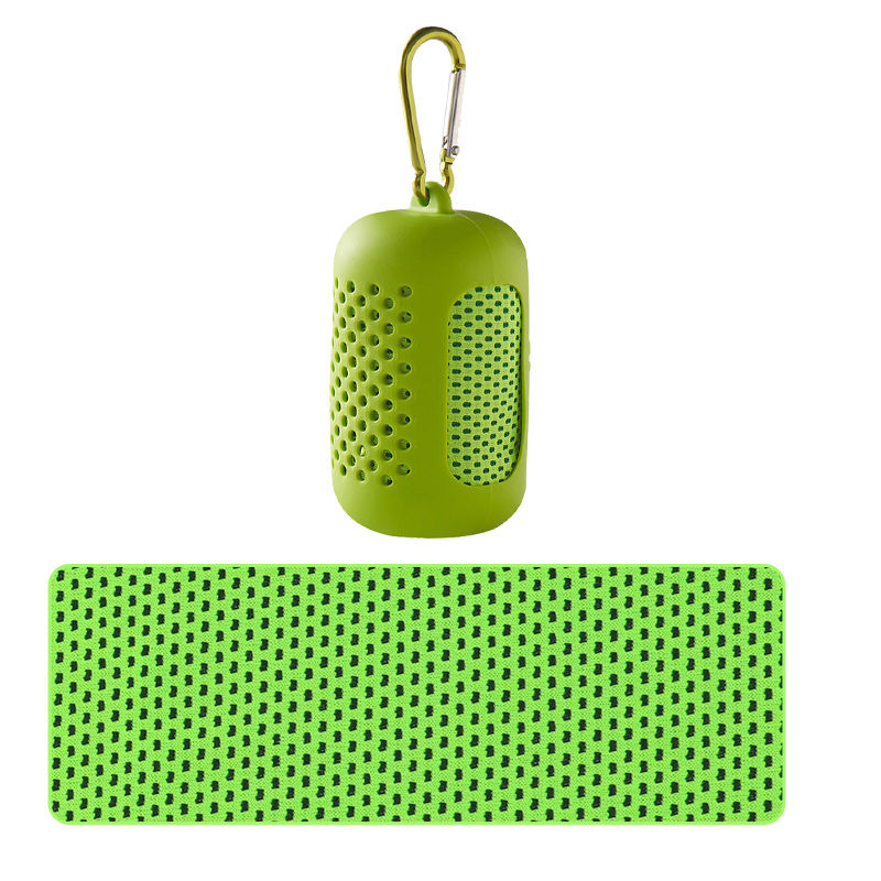 Thumbnail: Green instant cooling towel with portable carrying case