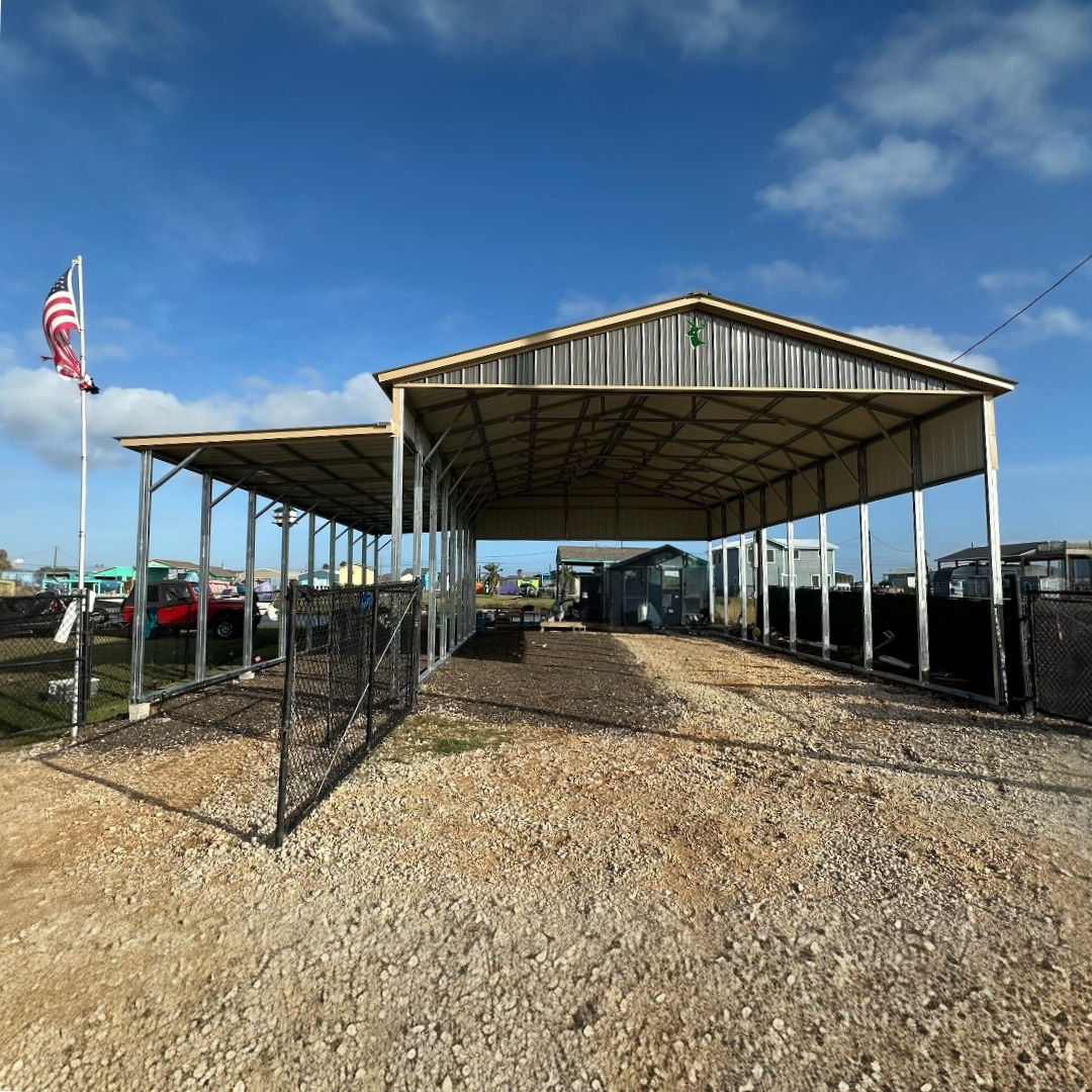 35X40X13 Steel Carport With Lean To Front View