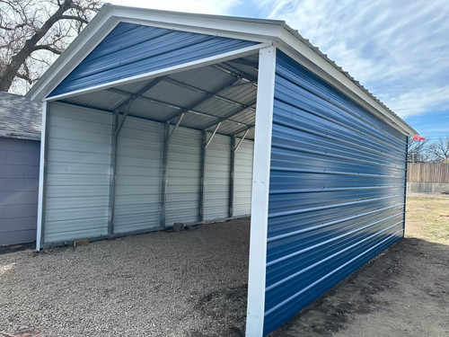 16X24X9 Steel Carport with Sides The Shed House LLC - Main Image