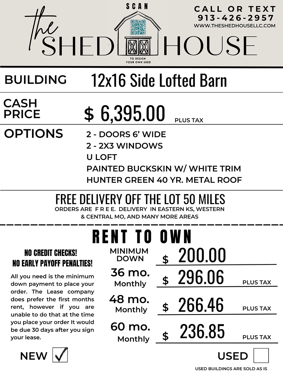 Thumbnail: 12x16 Side Lofted Barn