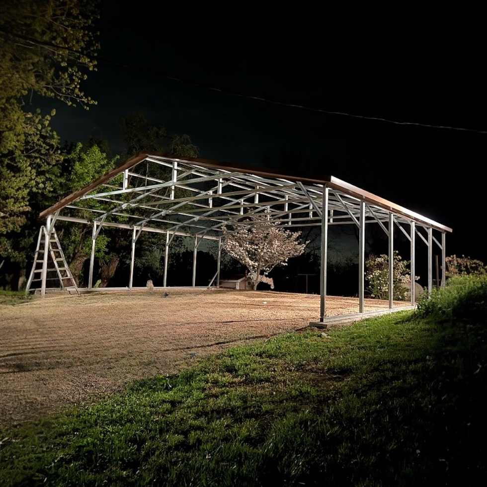 Thumbnail: 30X25X10 Triple Wide Steel Carport Framing view