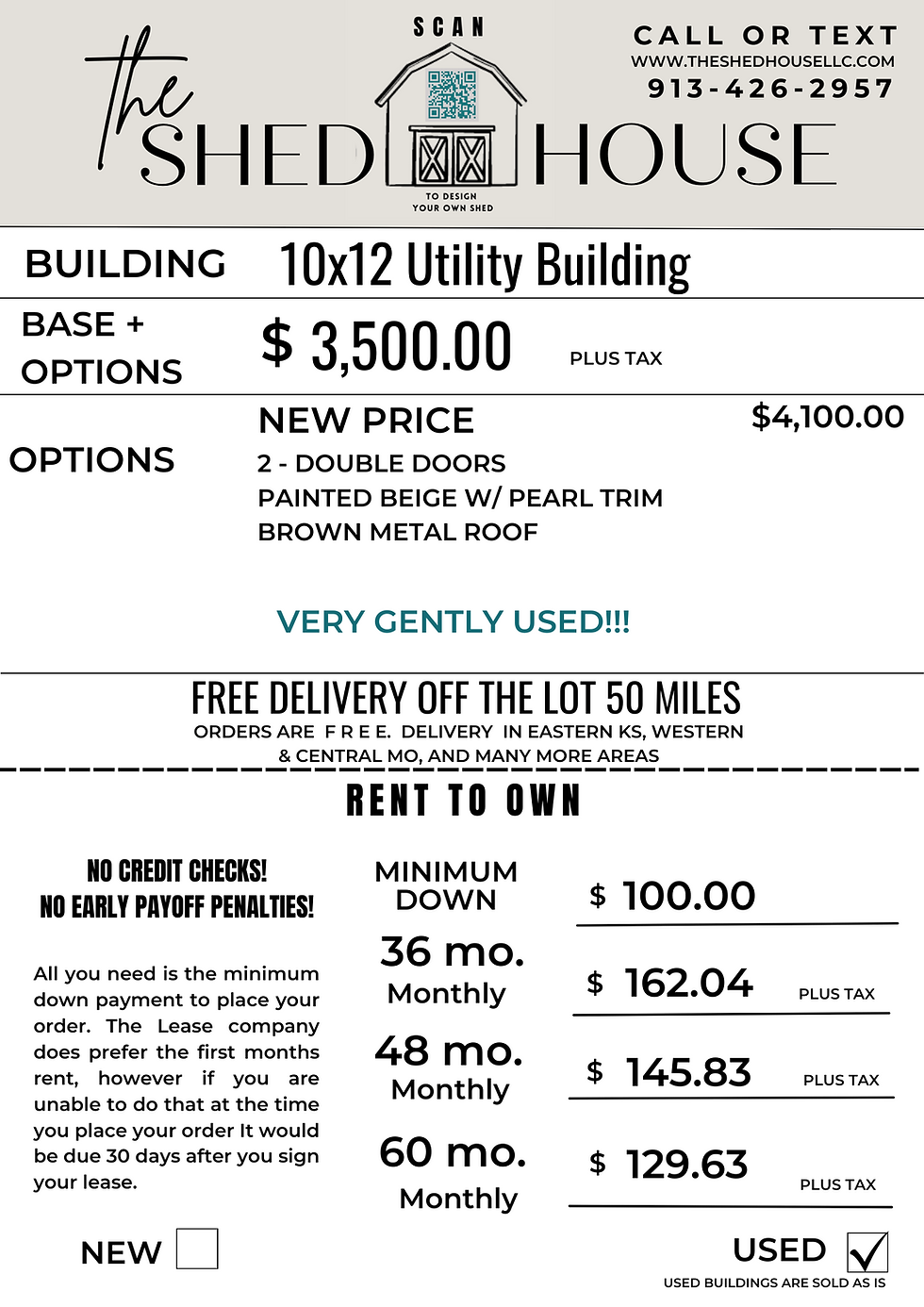 Thumbnail: Used 10x12  Utility Shed 120 sqft building