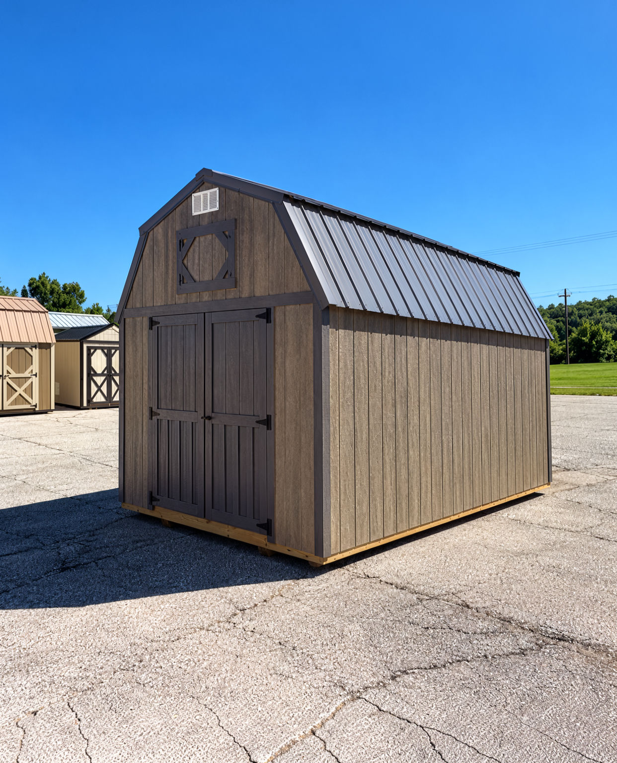 10x16 Driftwood lofted barn for sale at The Shed House in Leavenworth Kansas.