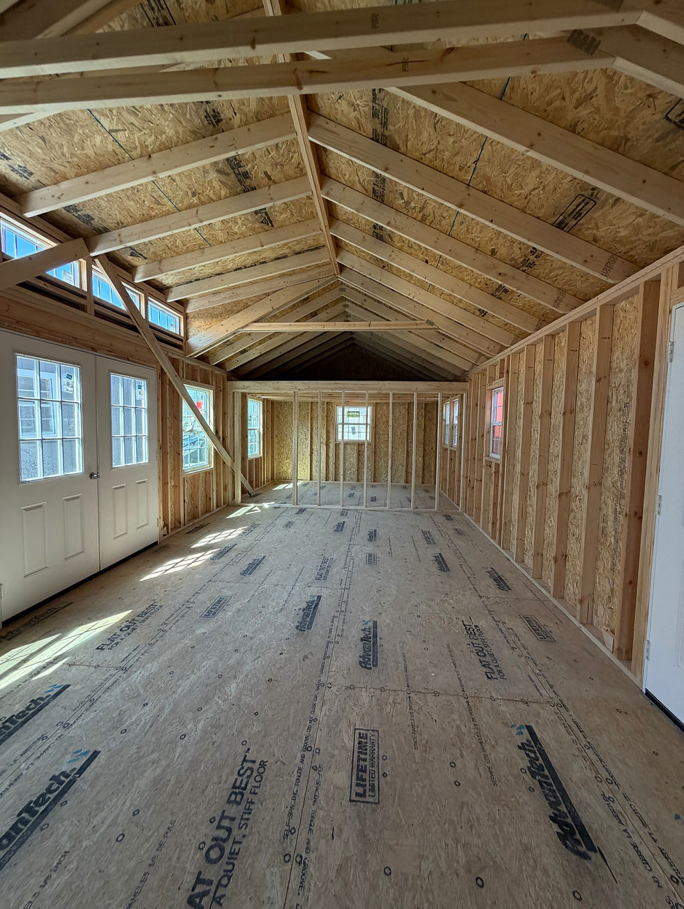 Thumbnail: 14x40 Prebuilt side lofted utility sheds for sale in Leavenworth Kansas.
