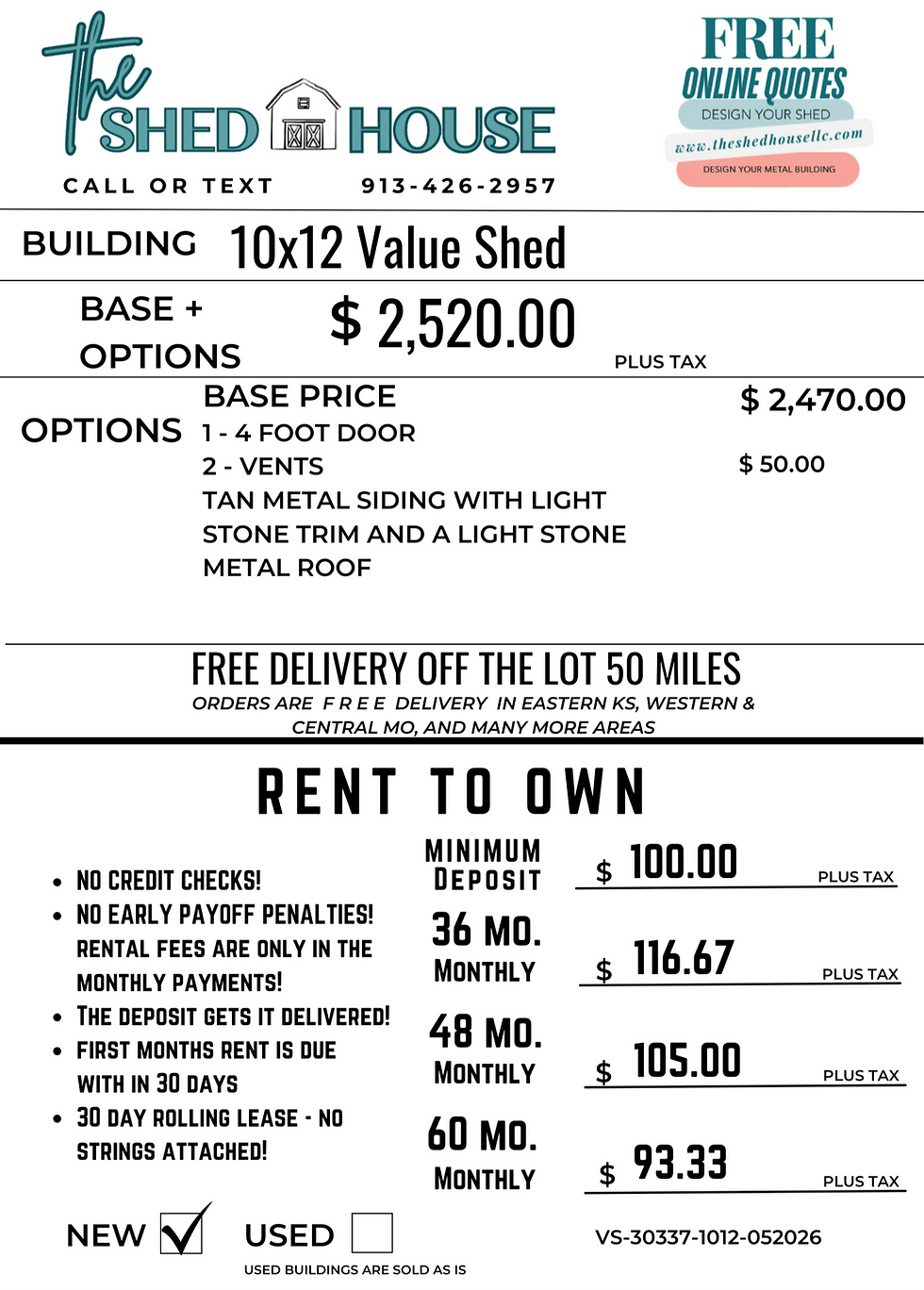 Thumbnail: Cheap and affordable rent to own options for a 10x12 value shed available in Leavenworth Kansas.