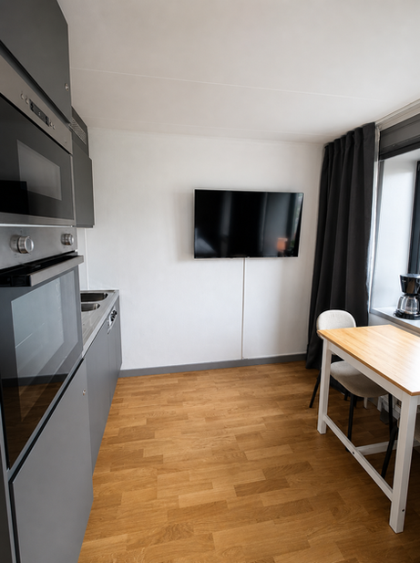 Modernt kök i semesterlägenhet i centrala Kungshamn nära Smögen