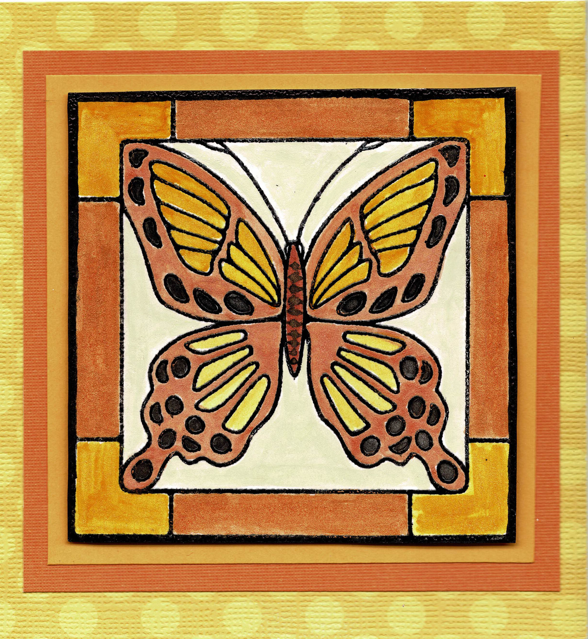 Stained Glass Butterfly Series - Shades of Orange, Yellow and Brown