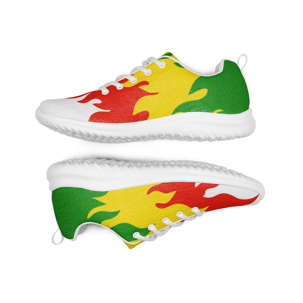 Thumbnail: Red-Yellow-Green Whimsical Flames Women's Athletic Sneakers