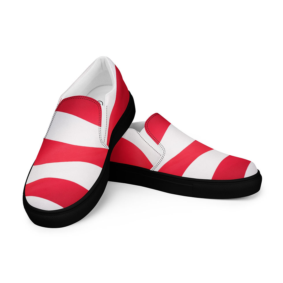 Thumbnail: American Flag Red Strips Inspired Men's Classic  Slip-On Canvas Shoes
