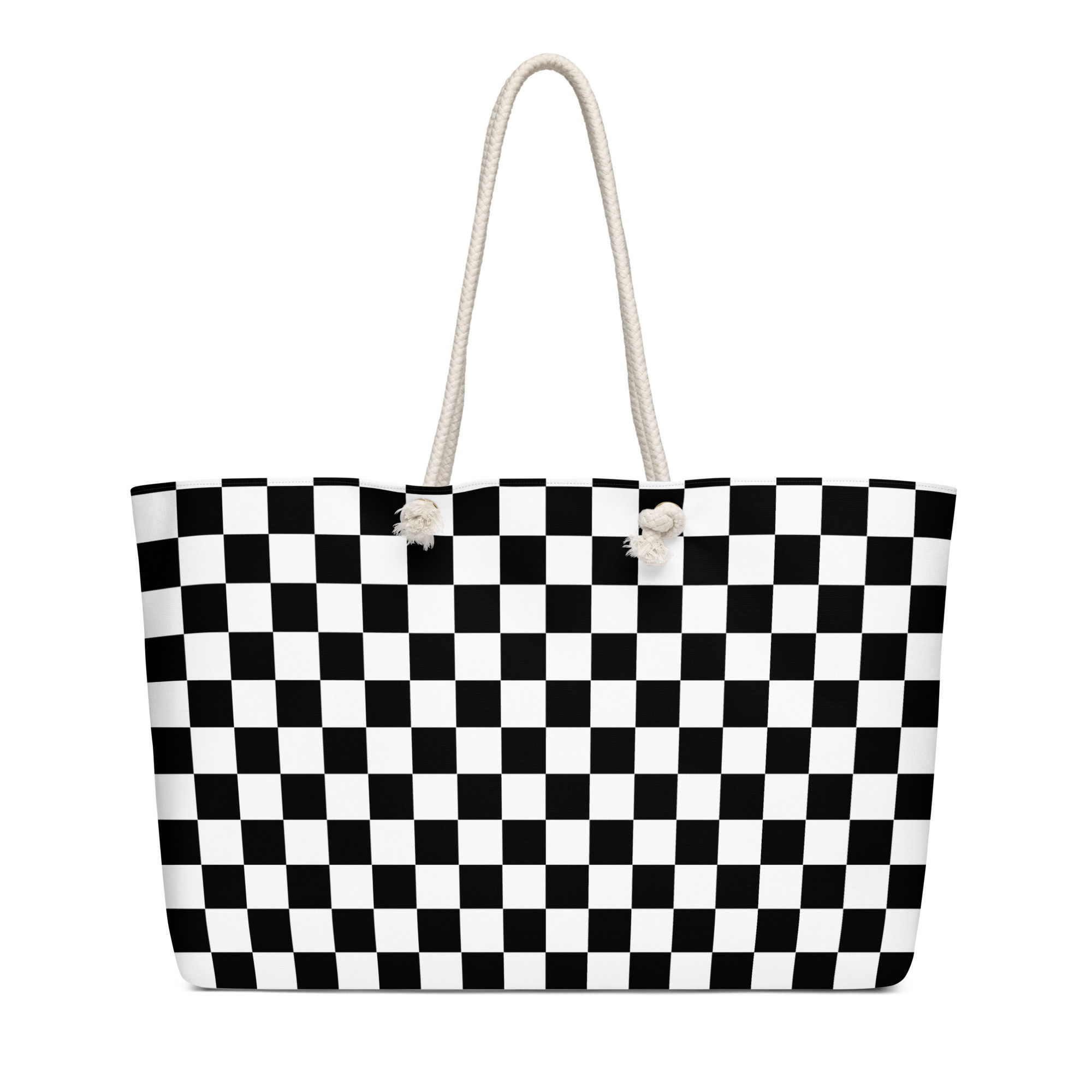 Black Classic Checkers Oversized Weekender Tote Bag