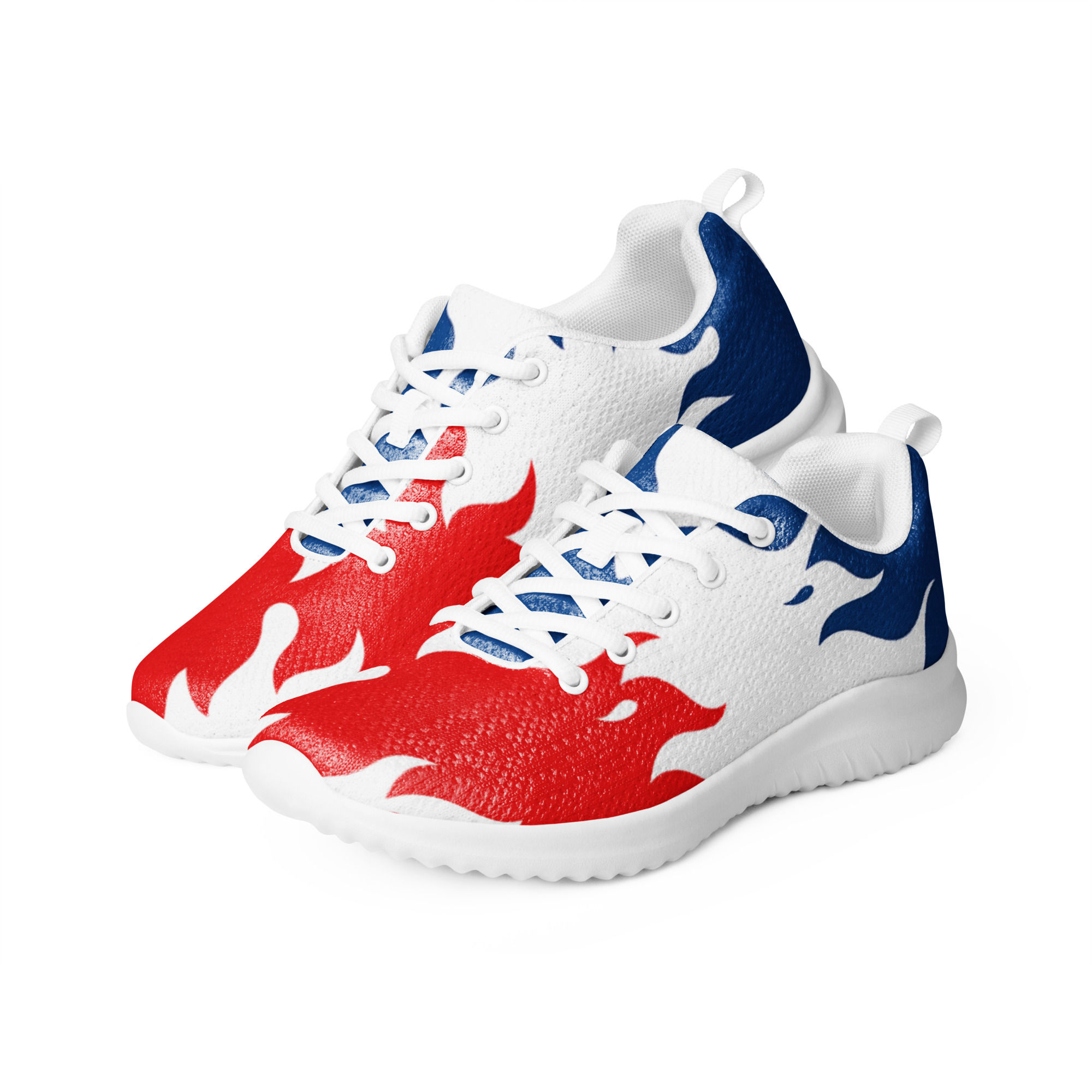 Red-White-Blue Whimsical Flames Women's Athletic Sneakers